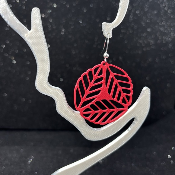 Red Geometric Earrings - Picture 3 of 5